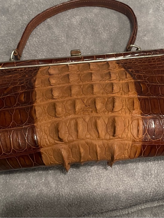 Unbranded Handbags - Vintage Mid-Century Genuine Crocodile Leather & Hornback Center with Kisslock